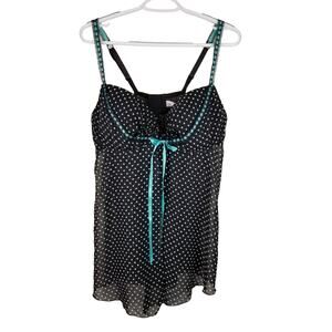 Cacique Underwire Polka Dot Turquoise Ribbon Lingerie Women 18/20